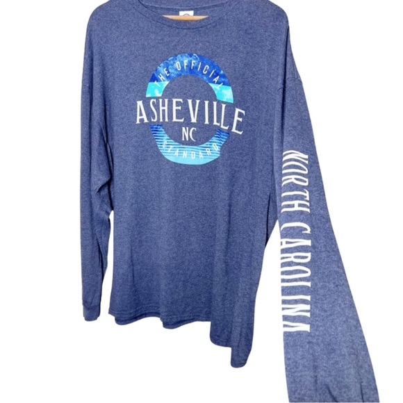 Delta Pro Weight Asheville North Carolina Graphic Long Sleeve Crewneck T-Shirt - Picture 2 of 15